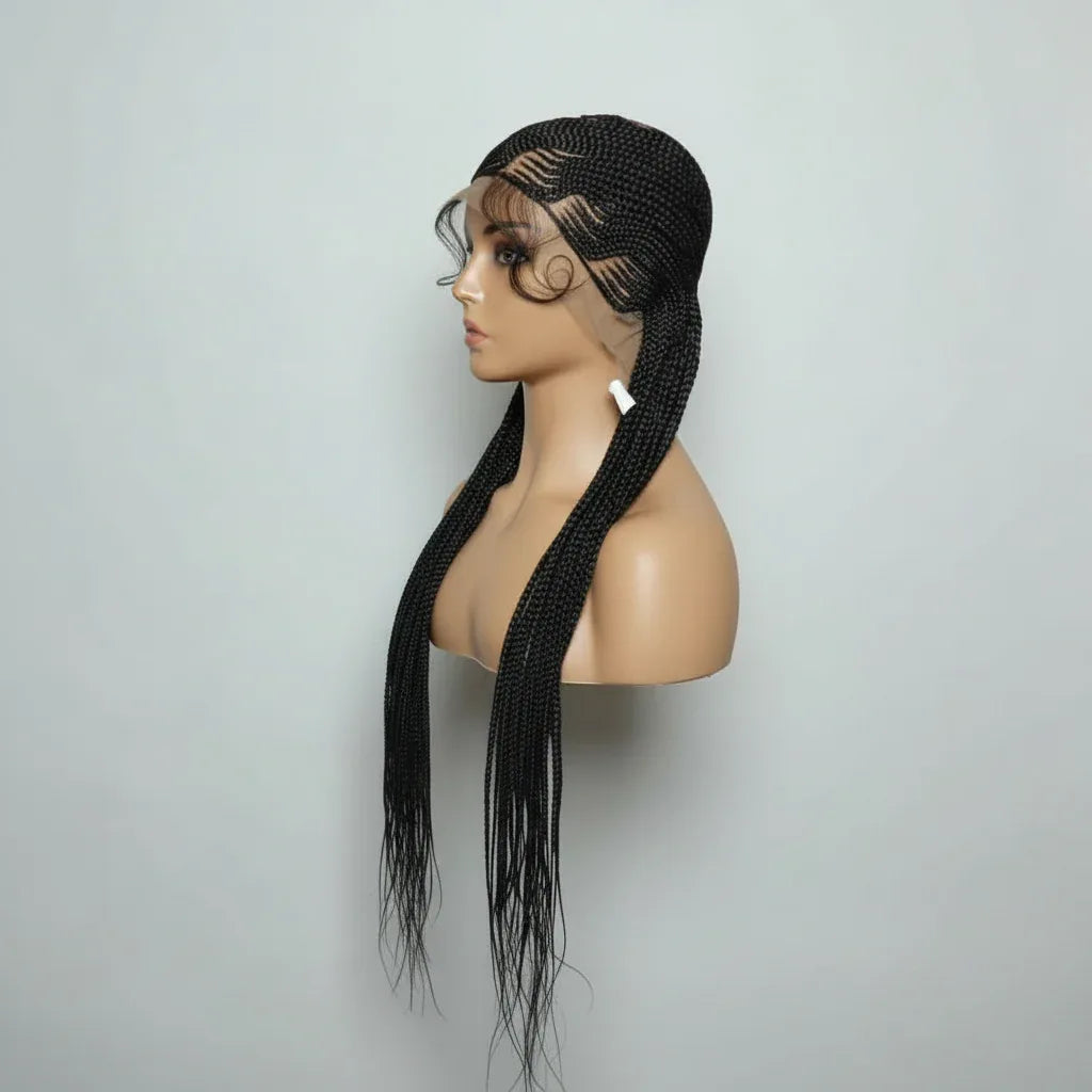 Braided Wig. Cornrow Braids. Full Lace Baby Hair. Lemonade Braids - EC Braided Wigs