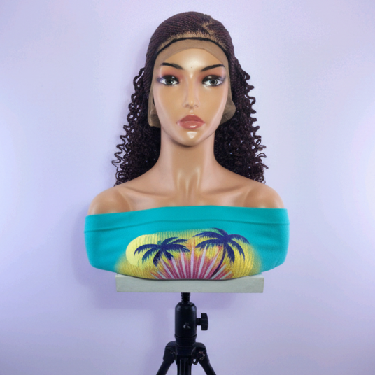 Handmade Cornrow Braided Wig with Curly Twists, Full Lace