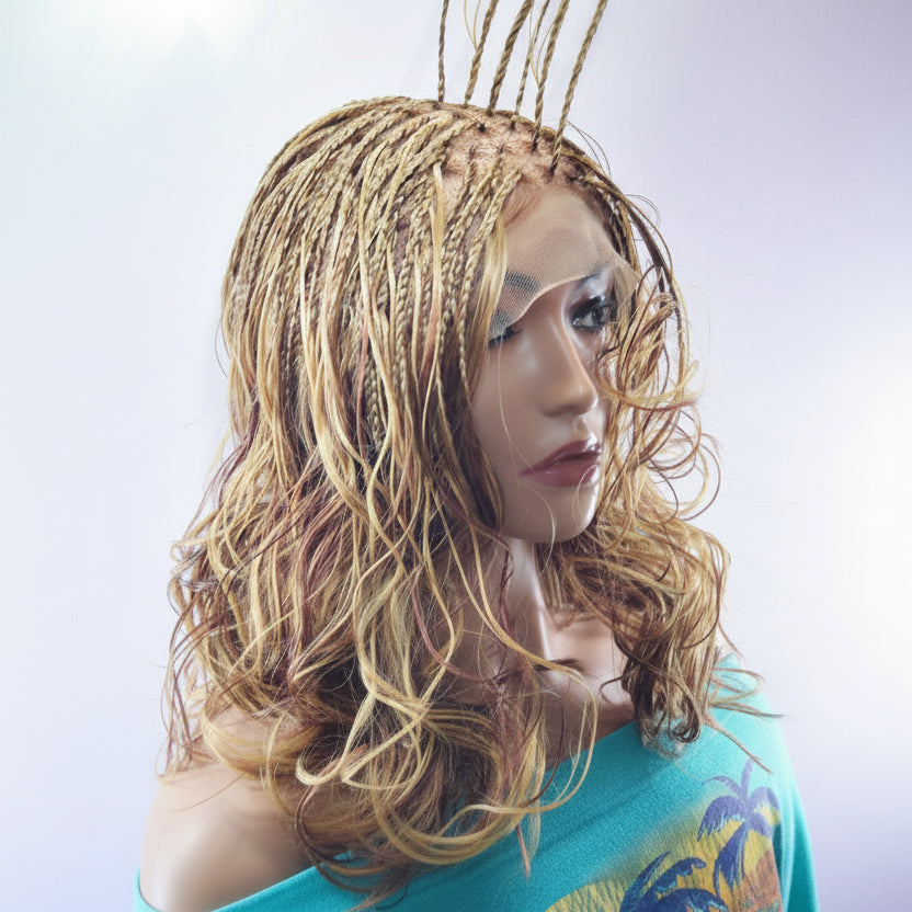 BoHo Knotless Braids Wig; Full Lace Baby Hair