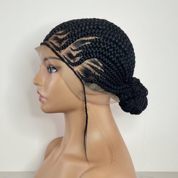Braided Bun Wig. Ghana Cornrow Braids. Full Lace with Baby Hair