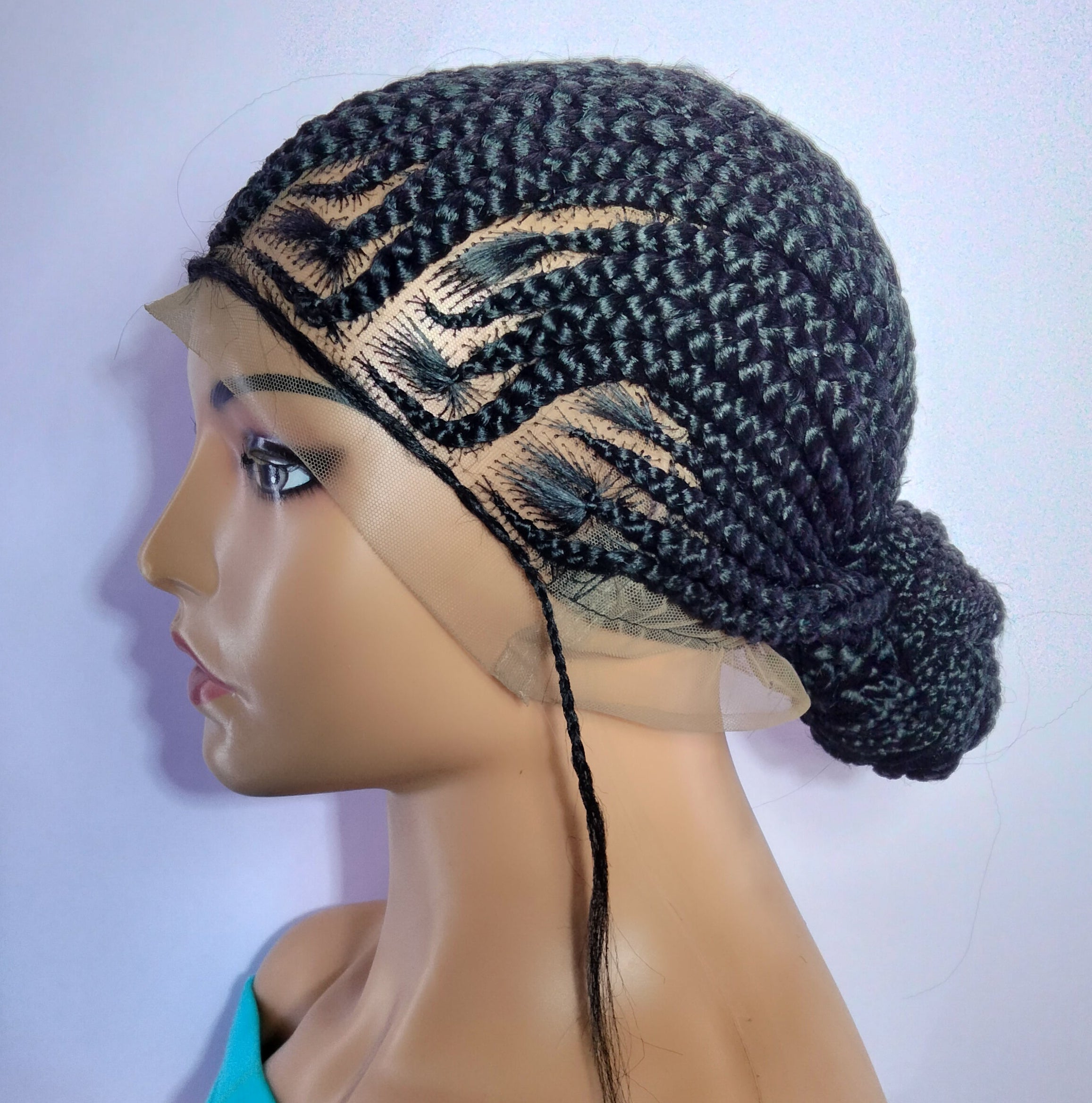 Braided Bun Wig. Ghana Cornrow Braids. Full Lace with Baby Hair