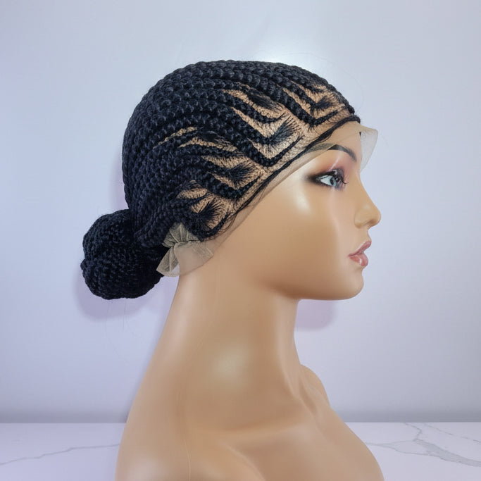 Braided Bun Wig. Ghana Cornrow Braids. Full Lace with Baby Hair