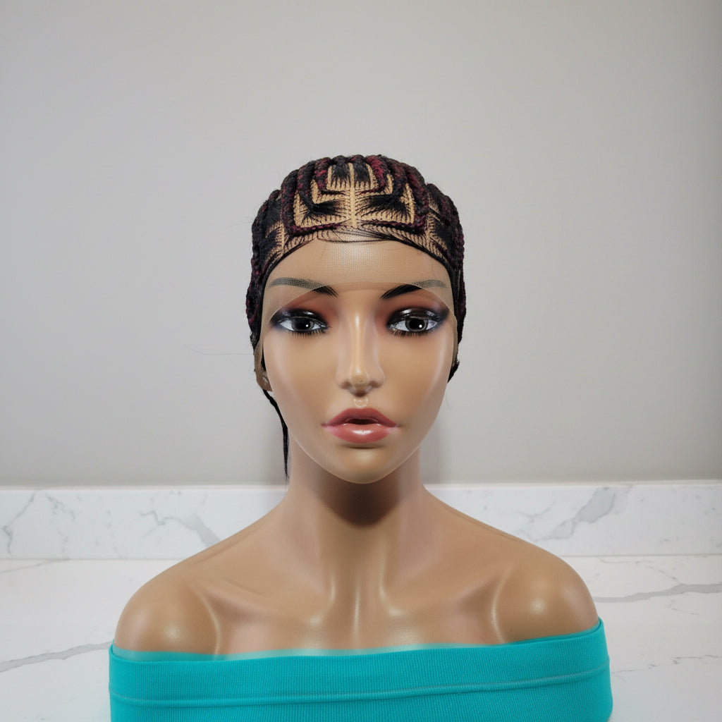 Braided Bun Wig. Ghana Cornrow Braids. Full Lace with Baby Hair