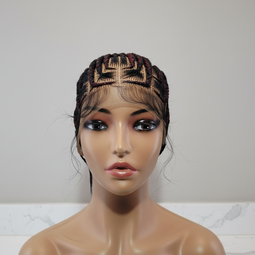 Braided Bun Wig. Ghana Cornrow Braids. Full Lace with Baby Hair