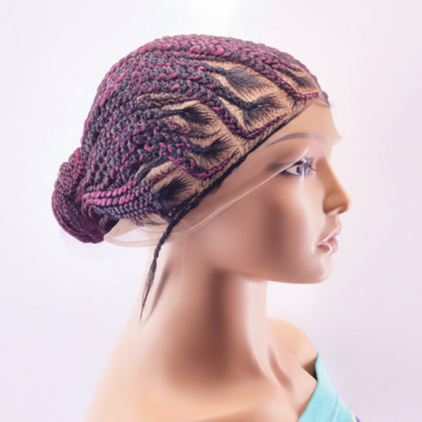Braided Bun Wig. Ghana Cornrow Braids. Full Lace with Baby Hair