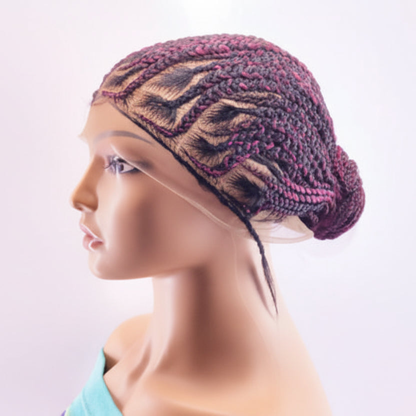 Braided Bun Wig. Ghana Cornrow Braids. Full Lace with Baby Hair
