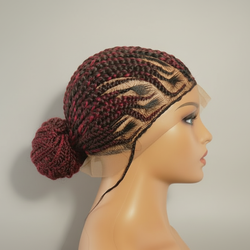 Braided Bun Wig. Ghana Cornrow Braids. Full Lace with Baby Hair
