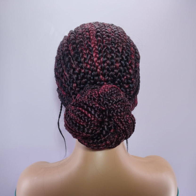 Braided Bun Wig. Ghana Cornrow Braids. Full Lace with Baby Hair