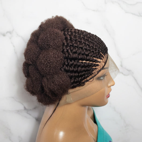 Braided Wig. Natural Hair Updo. Full lace with baby hair