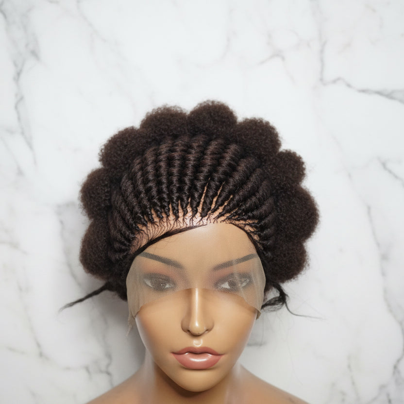 Braided Wig. Natural Hair Updo. Full lace with baby hair