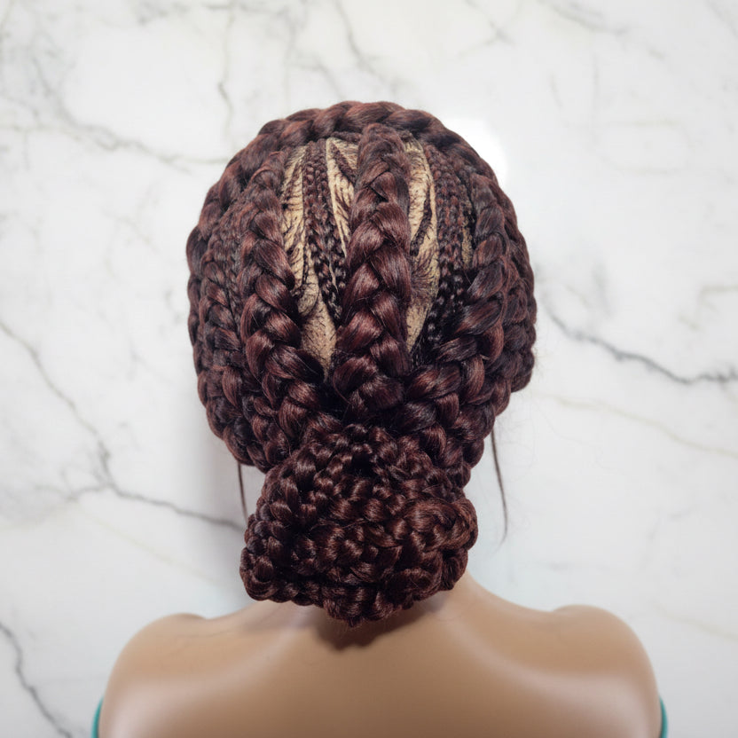 Ready to Wear Bun Braided Wig. Full Lace with Baby Hair