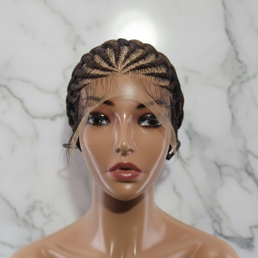 Ready to Wear Bun Braided Wig. Full Lace with Baby Hair