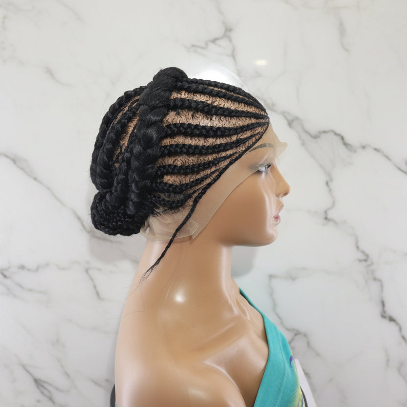 Ready to Wear Bun Braided Wig. Full Lace with Baby Hair