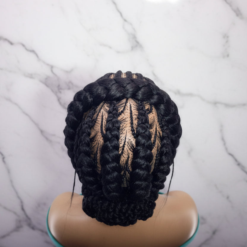 Ready to Wear Bun Braided Wig. Full Lace with Baby Hair