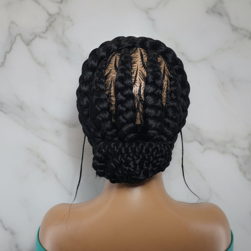 Ready to Wear Bun Braided Wig. Full Lace with Baby Hair