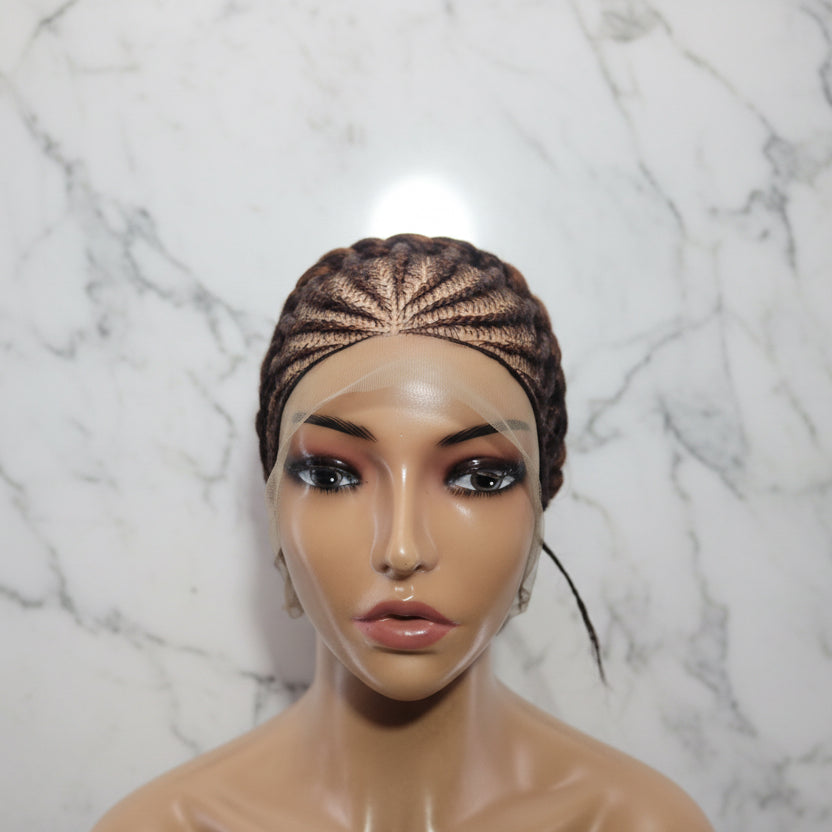 Ready to Wear Bun Braided Wig. Full Lace with Baby Hair
