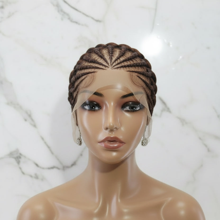 Ready to Wear Bun Braided Wig. Full Lace with Baby Hair