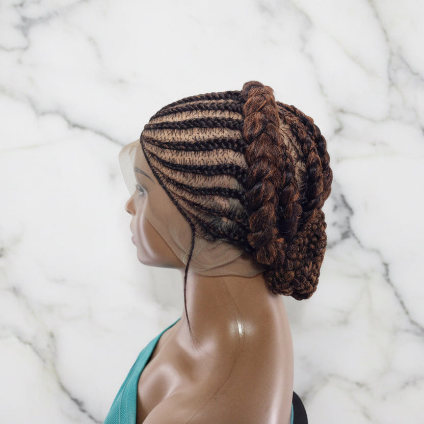 Ready to Wear Bun Braided Wig. Full Lace with Baby Hair
