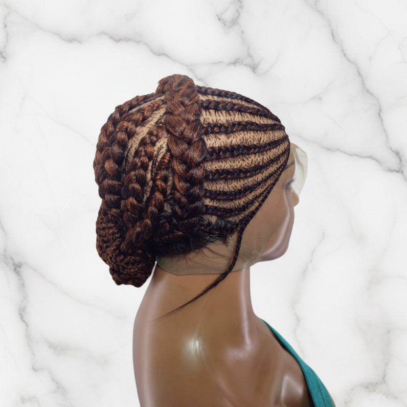 Ready to Wear Bun Braided Wig. Full Lace with Baby Hair