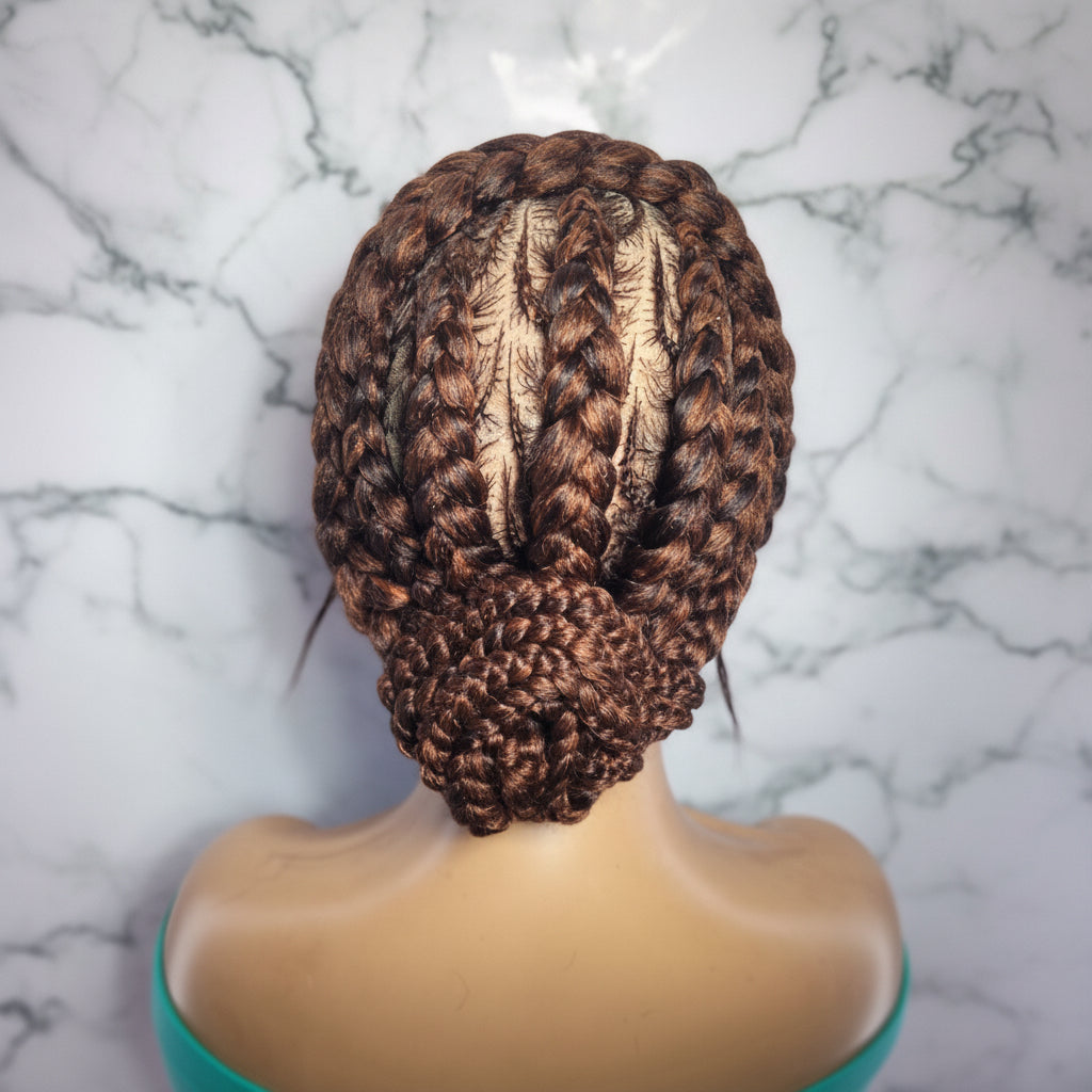 Ready to Wear Bun Braided Wig. Full Lace with Baby Hair