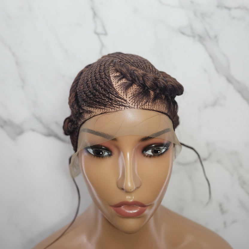 Bun Braided Wig. Large Double Braids. Full Lace with Baby Hair