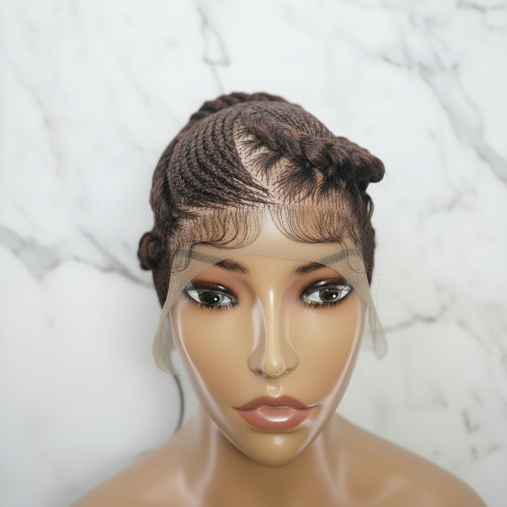 Bun Braided Wig. Large Double Braids. Full Lace with Baby Hair