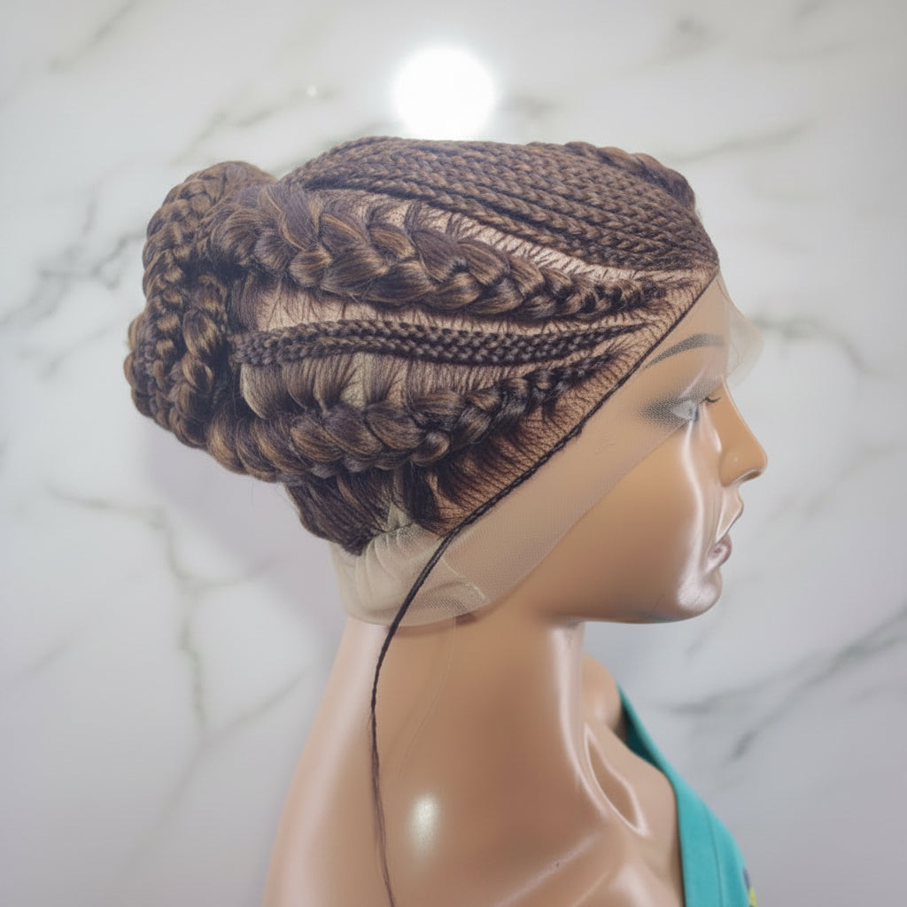 Bun Braided Wig. Large Double Braids. Full Lace with Baby Hair
