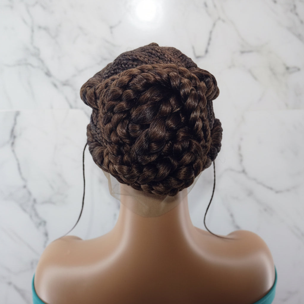 Bun Braided Wig. Large Double Braids. Full Lace with Baby Hair