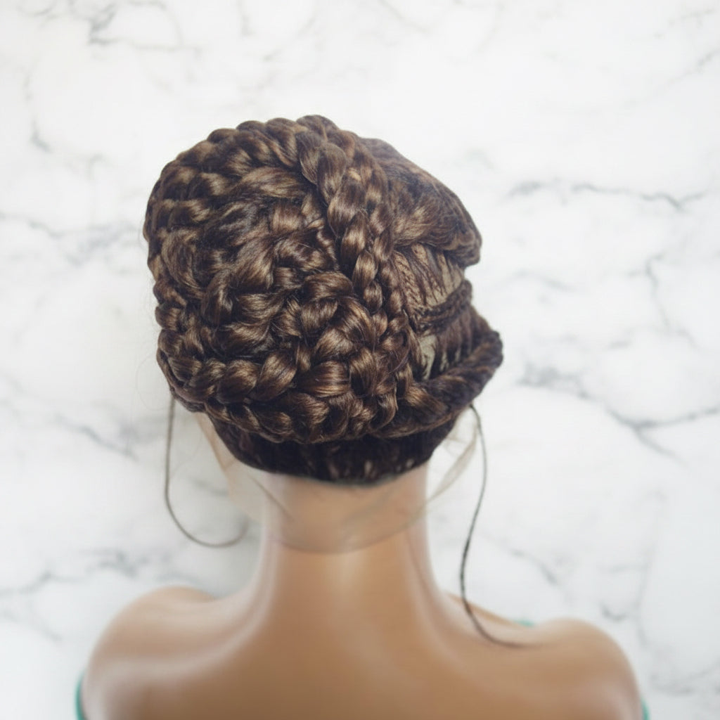 Bun Braided Wig. Large Double Braids. Full Lace with Baby Hair