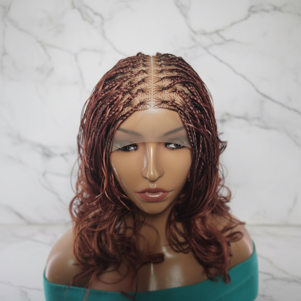 BoHo Knotless Braids Wig; Full Lace Baby Hair