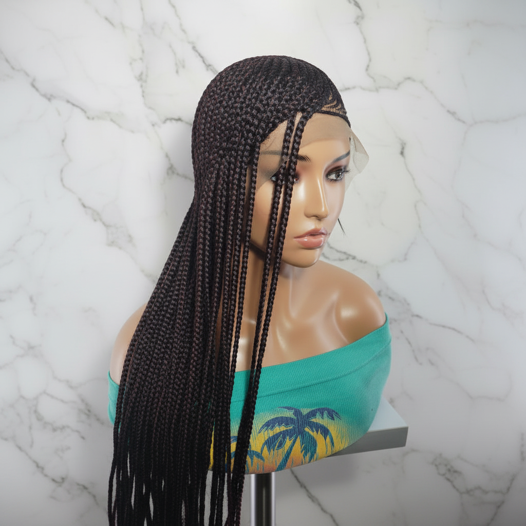 Handmade Side Lemonade Braids Braided Wig – Full Lace with Baby Hair