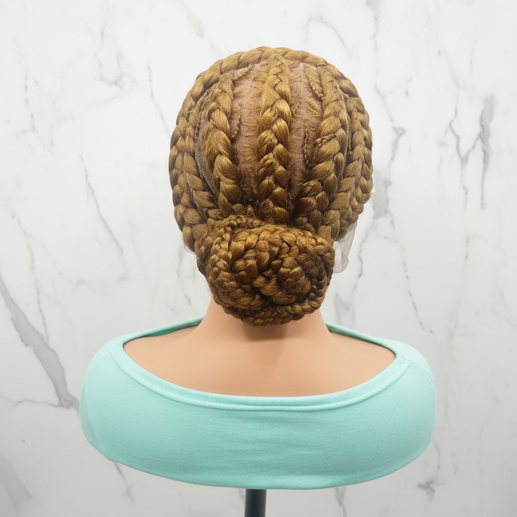 Ready to Wear Bun Braided Wig. Full Lace with Baby Hair
