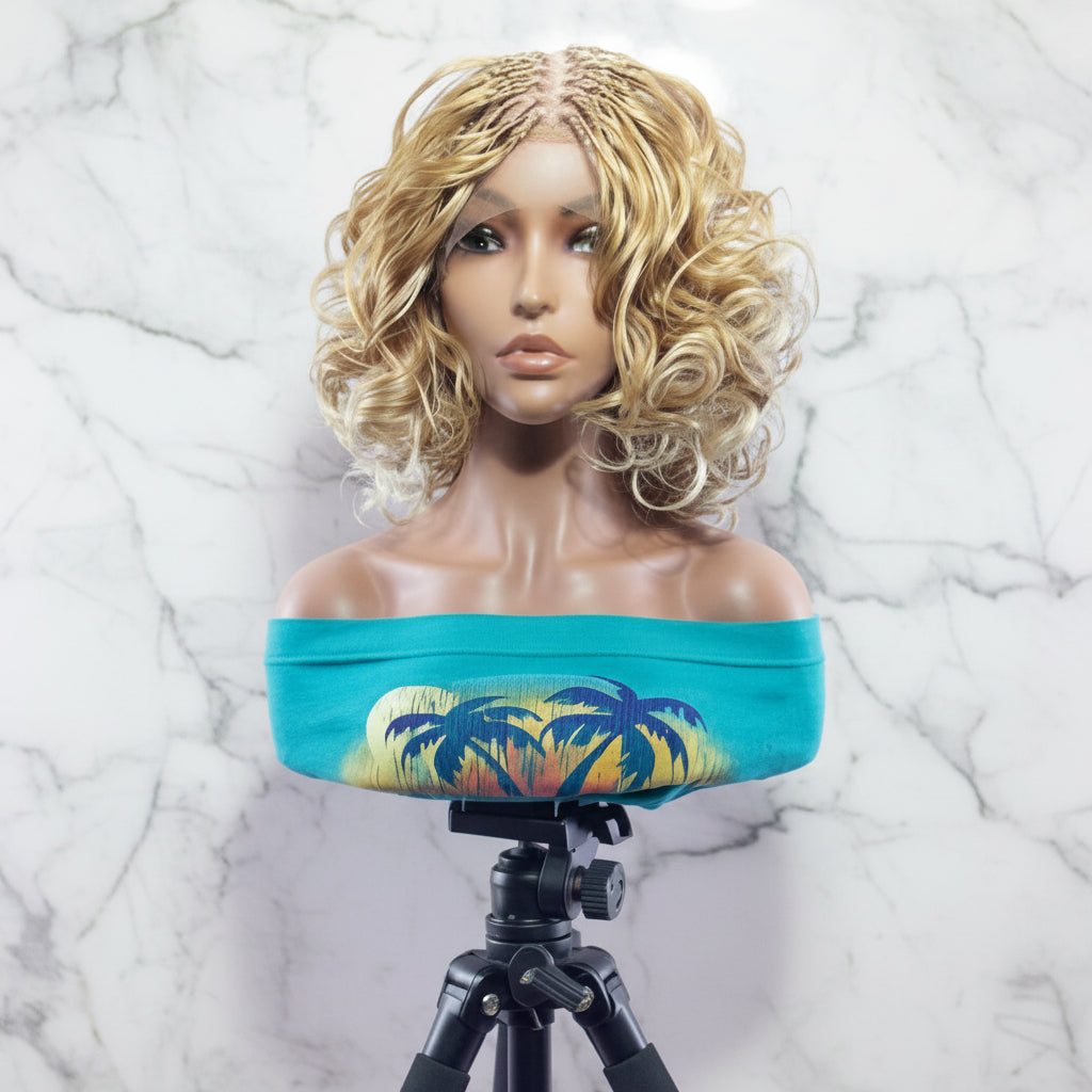 Curly Knotless Braids Wig; Full Lace Baby Hair