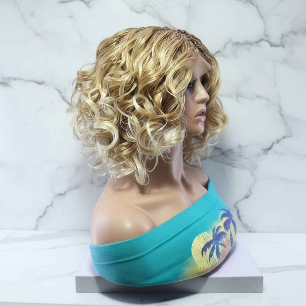 Curly Knotless Braids Wig; Full Lace Baby Hair