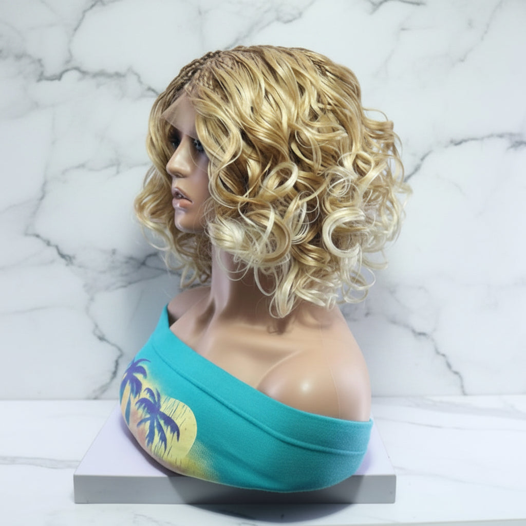 Curly Knotless Braids Wig; Full Lace Baby Hair
