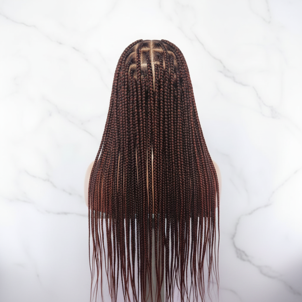 Hand Braided Box Braids Wig,  36 Inches Ready-to-Wear.