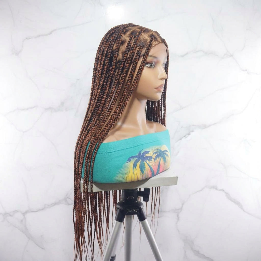 Hand Braided Box Braids Wig,  36 Inches Ready-to-Wear.