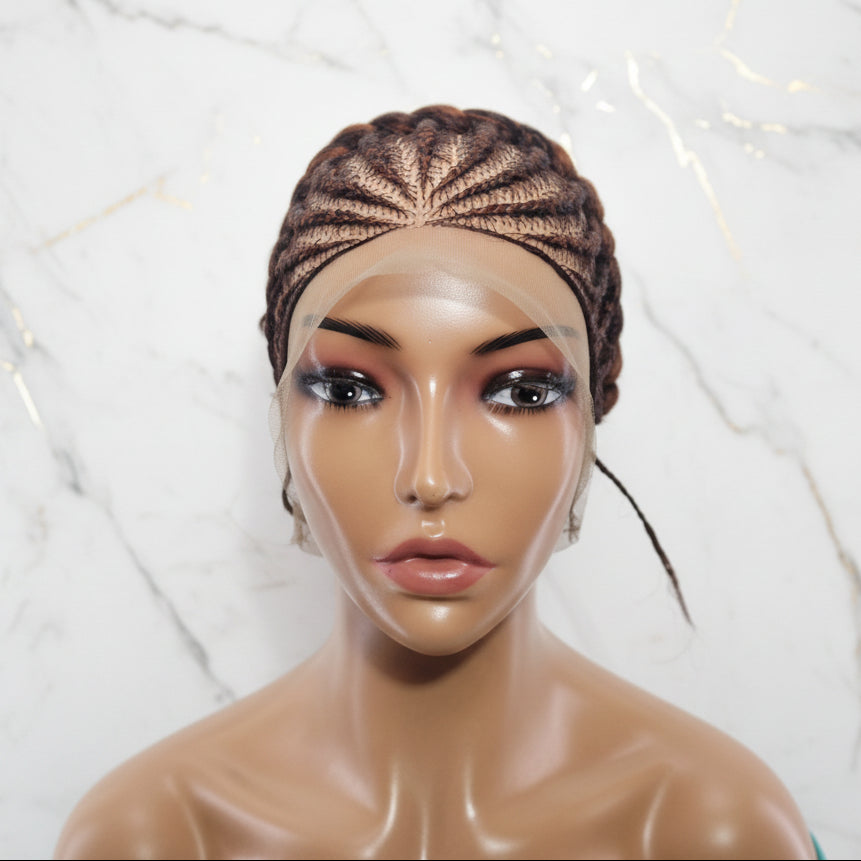 Ready to Wear Bun Braided Wig. Full Lace with Baby Hair