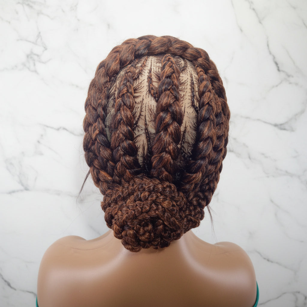 Ready to Wear Bun Braided Wig. Full Lace with Baby Hair