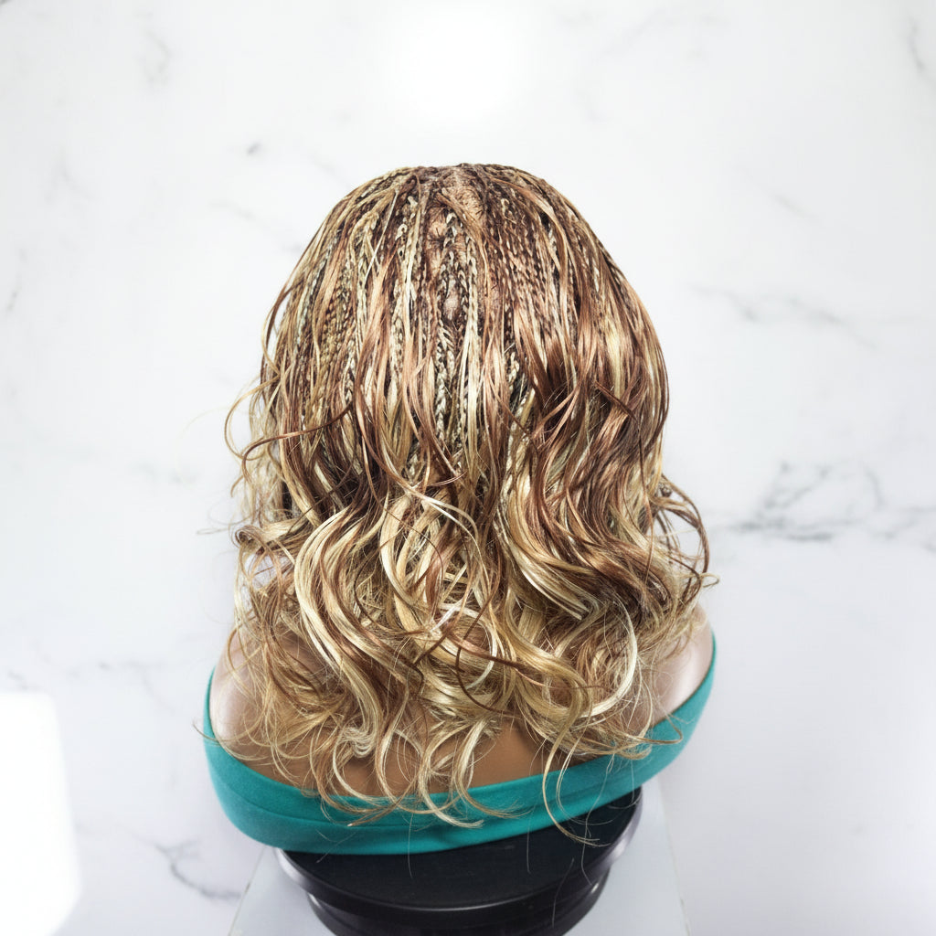 Braided Wigs. Knotless Braids  with Curly Ends. Full Lace Baby Hair