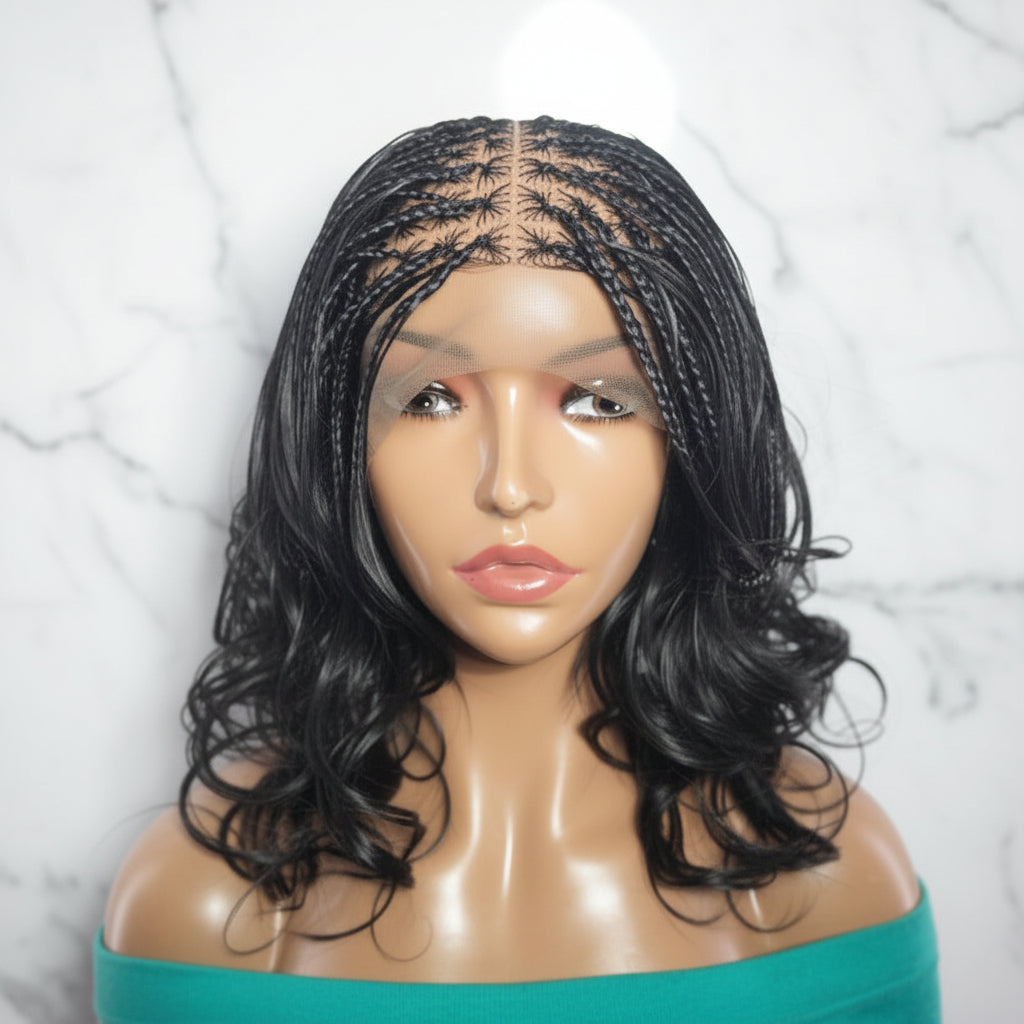 Braided Wigs. Knotless Braids  with Curly Ends. Full Lace Baby Hair