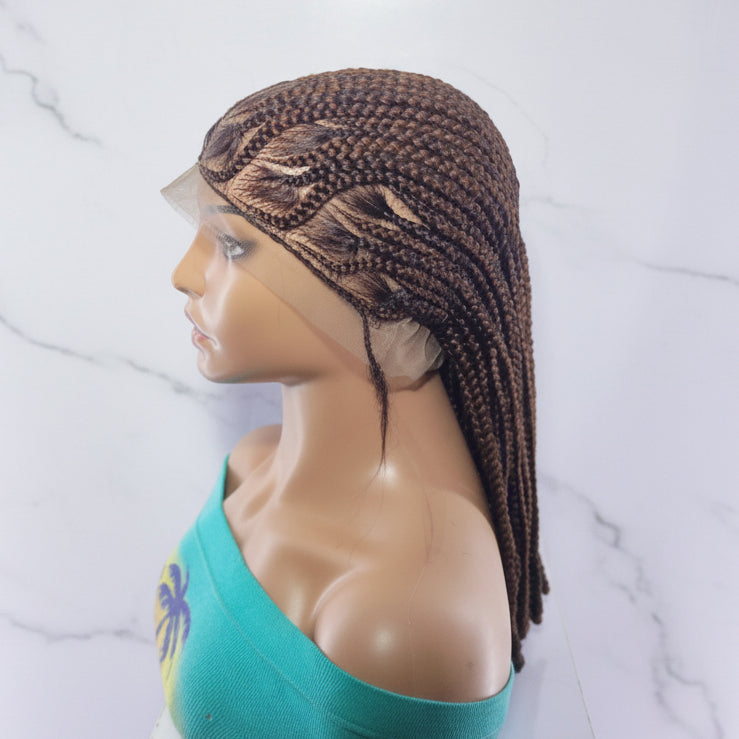 Fulani Braided Wig. Lemonade Braids. Full Lace Baby Hair. Wrapped Ends