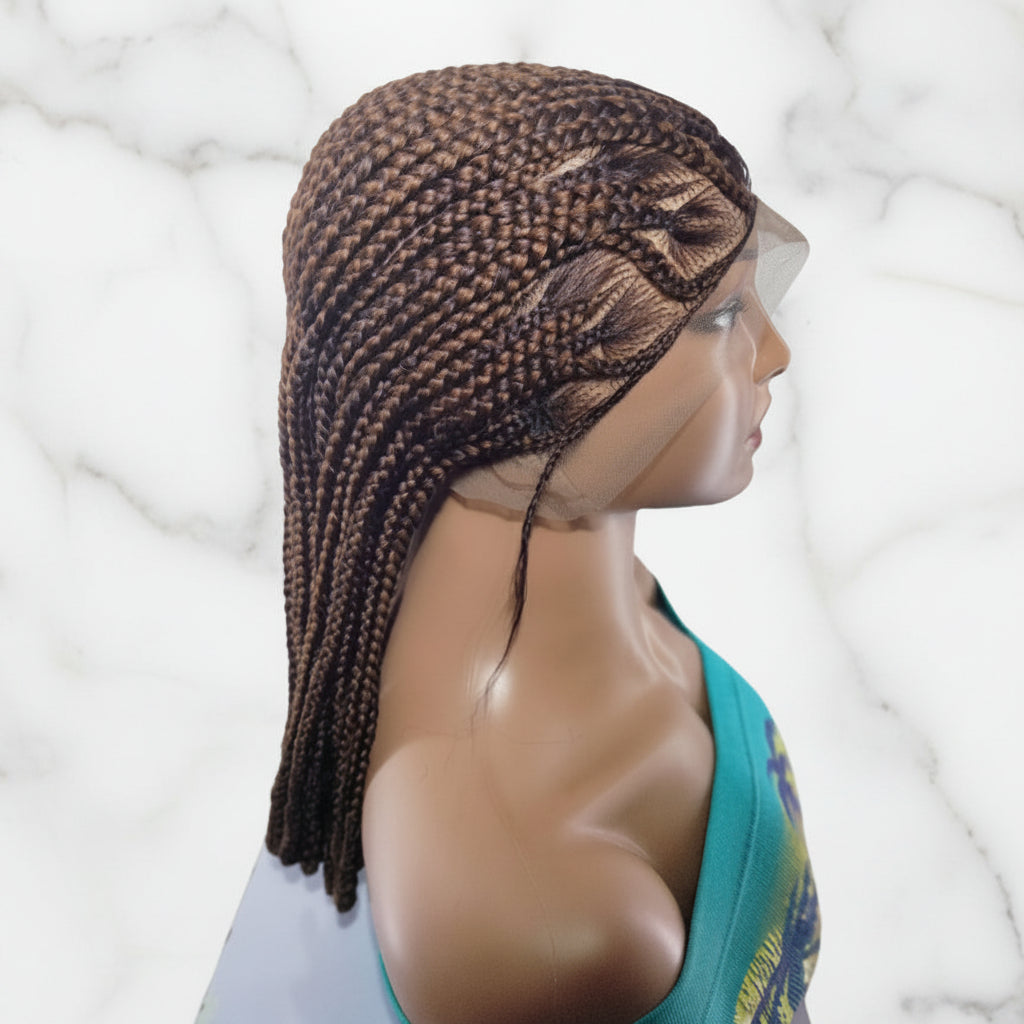 Fulani Braided Wig. Lemonade Braids. Full Lace Baby Hair. Wrapped Ends