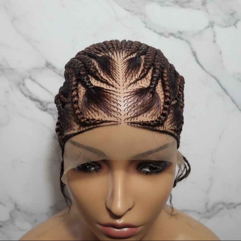 Fulani Braided Wig. Lemonade Braids. Full Lace Baby Hair. Wrapped Ends