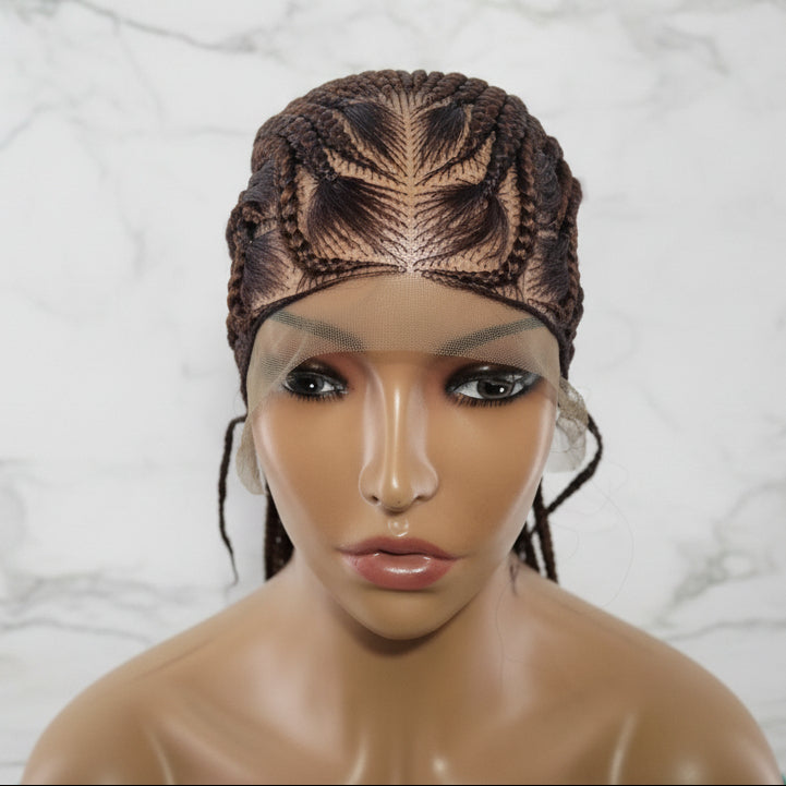 Fulani Braided Wig. Lemonade Braids. Full Lace Baby Hair. Wrapped Ends