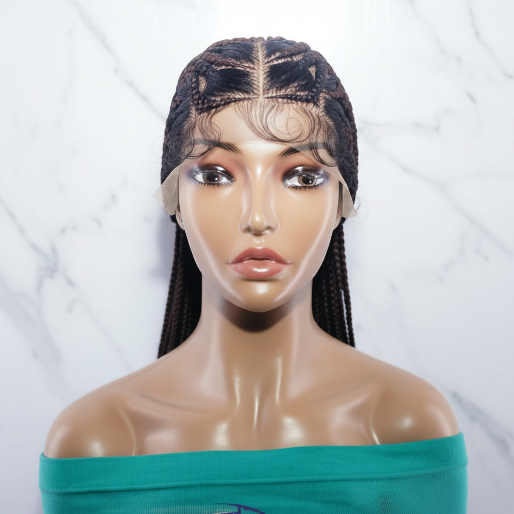 Fulani Braided Wig. Lemonade Braids. Full Lace Baby Hair. Wrapped Ends