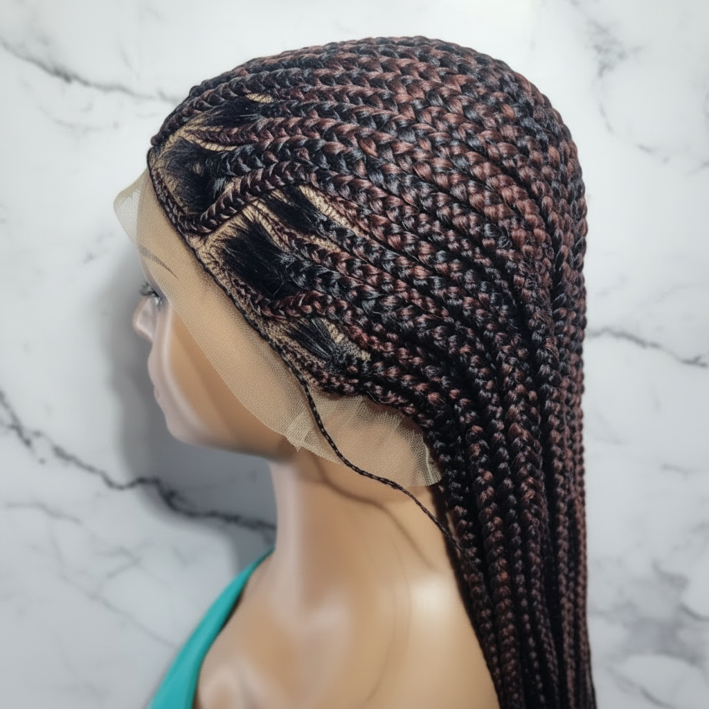 Fulani Braided Wig. Lemonade Braids. Full Lace Baby Hair. Wrapped Ends