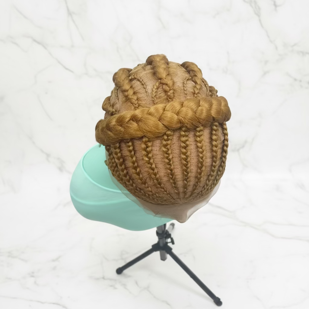 Ready to Wear Bun Braided Wig. Full Lace with Baby Hair