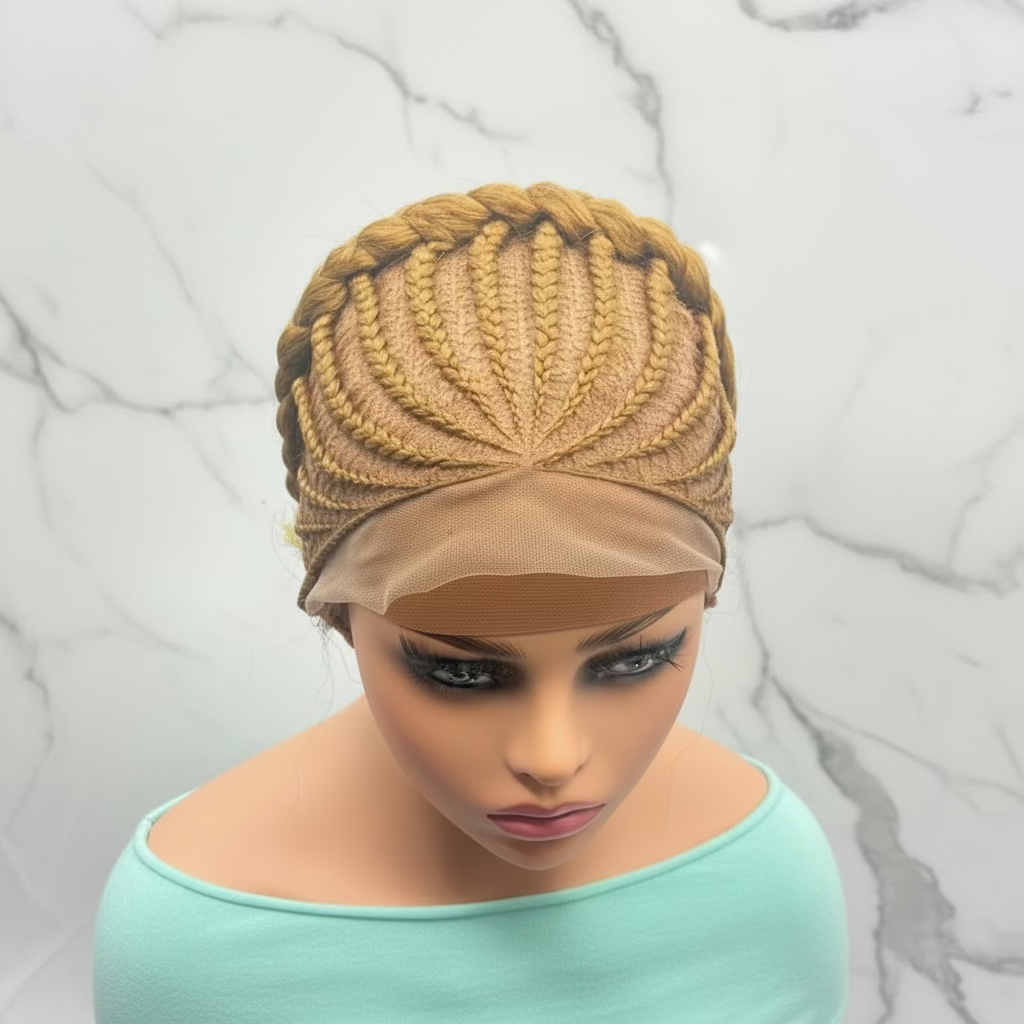 Ready to Wear Bun Braided Wig. Full Lace with Baby Hair