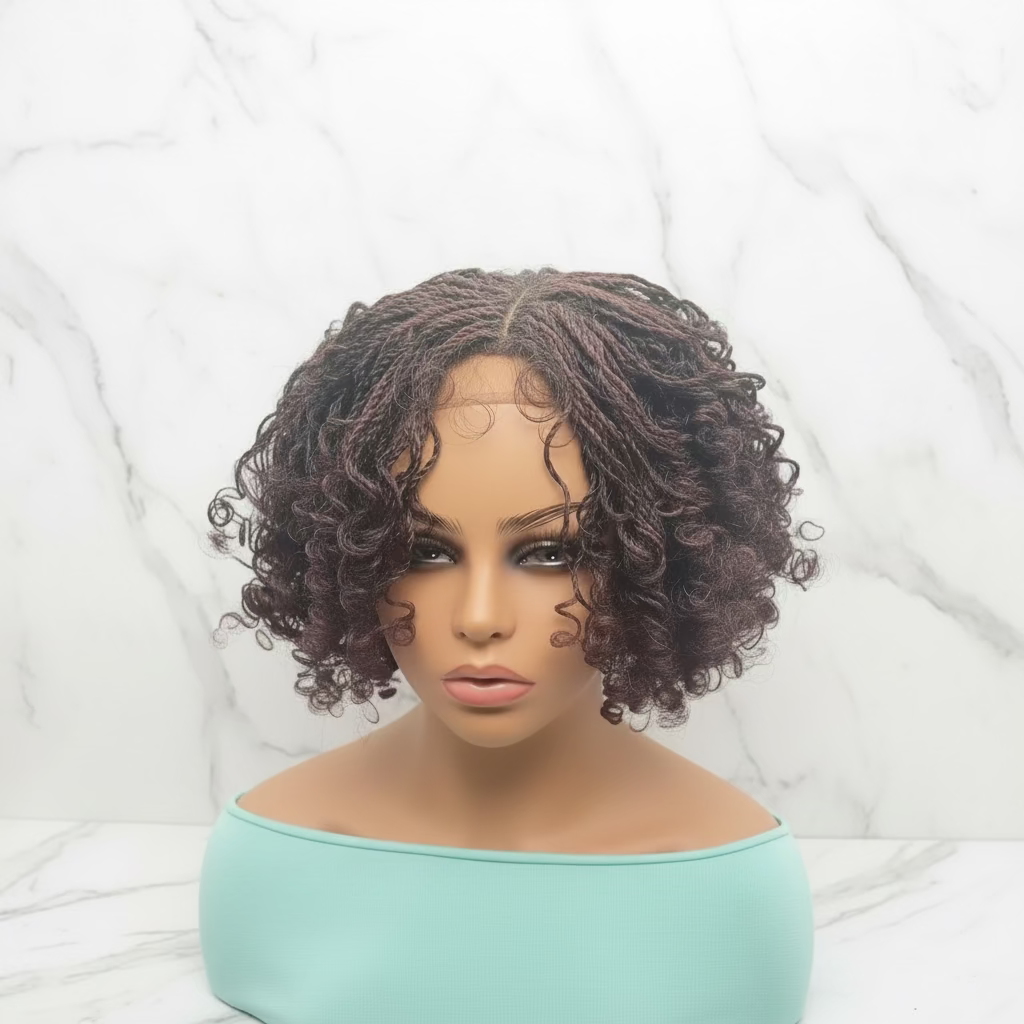 Micro Twist Curly Braided Wig – Knotless Full Lace